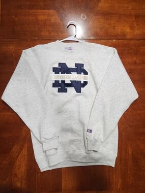 Vintage Crable Sportswear Notre Dame Gray Crewneck Pullover Sweatshirt Large